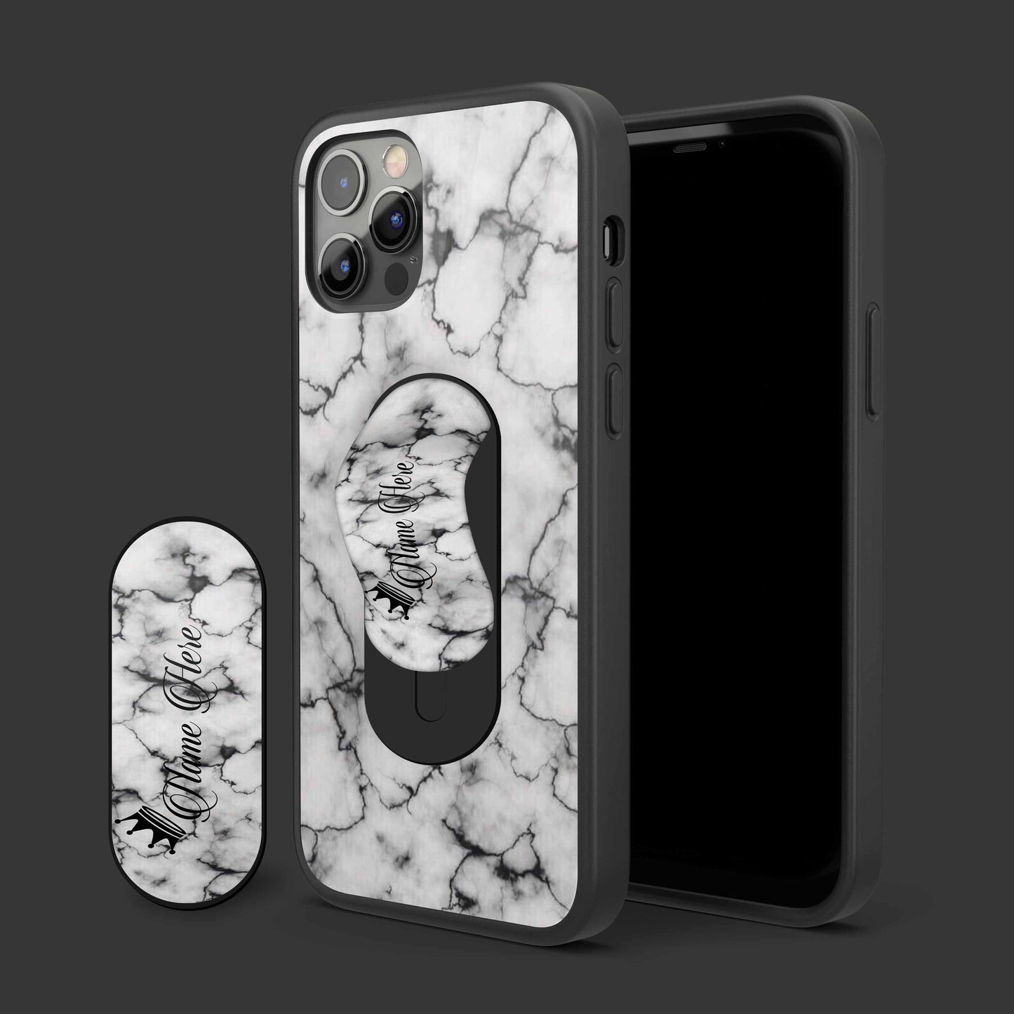 Striking Portoro Marble Glass Case With Slyder & Custom Name