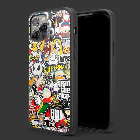 Sticker Bomb 6 Glass Mobile Cover