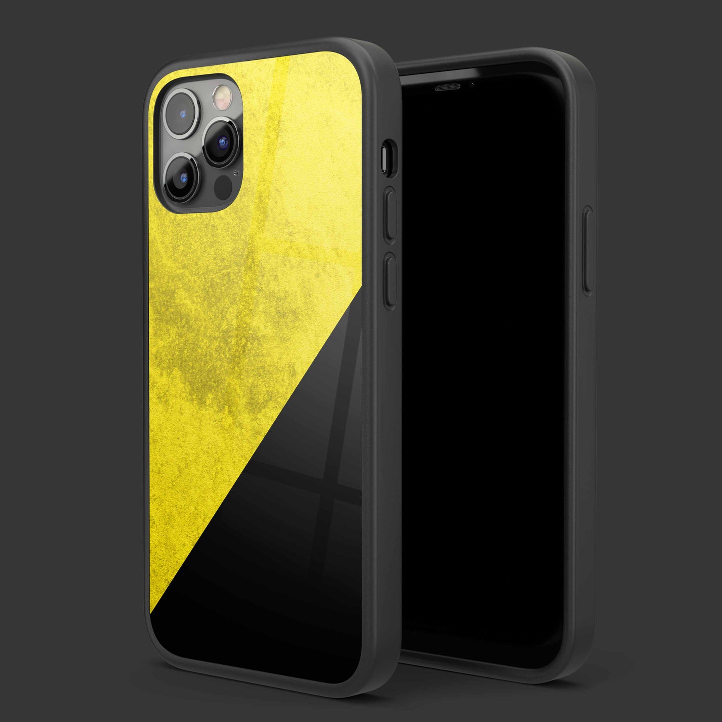 Yellow Black Marble Glass Mobile Cover